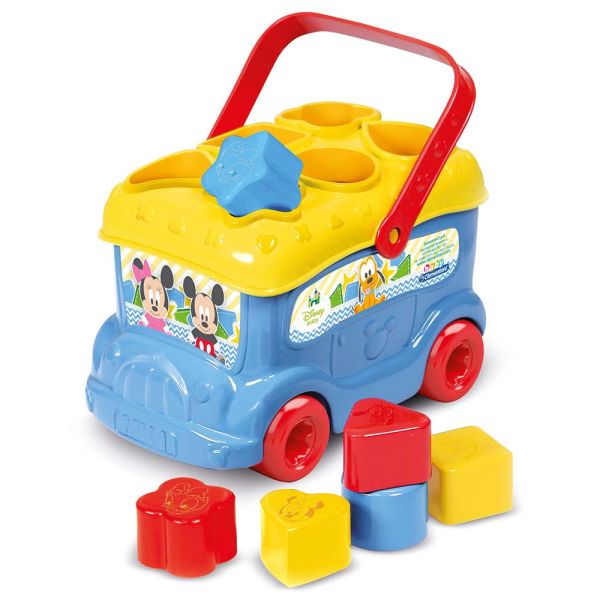 Clementoni Mickey Shape Sorter Bus  Multicolor Age- 10 Months & Above
