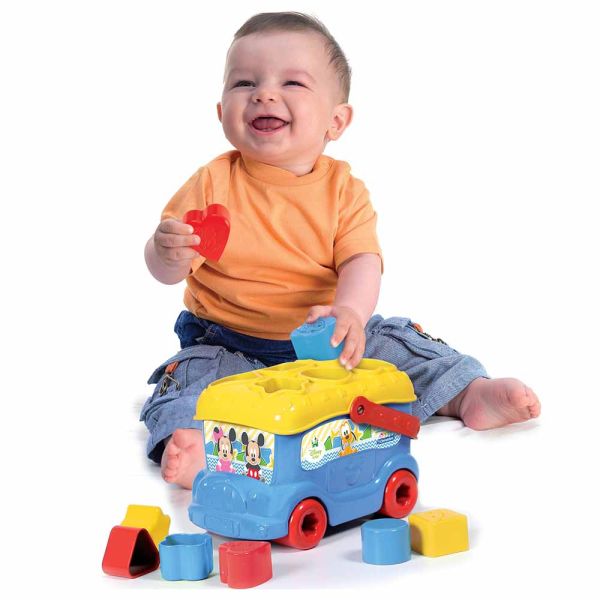 Clementoni Mickey Shape Sorter Bus  Multicolor Age- 10 Months & Above