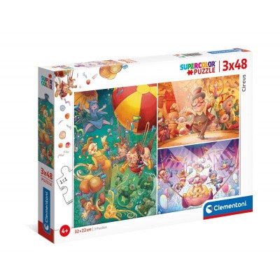 Clementoni Puzzles 3X48 The Circus(25264) Age-5 Years & Above