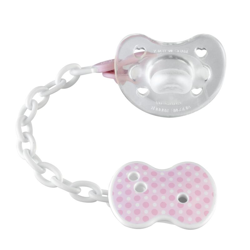 Chicco Easy Clip Baby Soother With Chain Pink Age- Newborn & Above