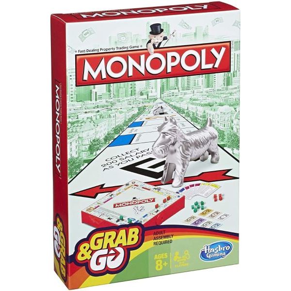 Hasbro Monopoly Grab & Go Travel Game Age- 8 Years & Above