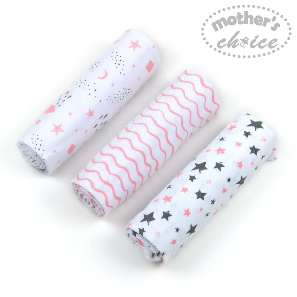 Motherschoice Baby Flannel Swaddle Pack of 3 (76X100CM) IT3520 Age-Newborn & Above