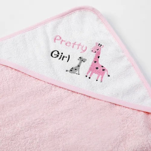 Motherschoice Supersoft Baby Cotton Embroidery Hooded Towel (76 x 76 cm) Pink IT4580 Age- Newborn & Above
