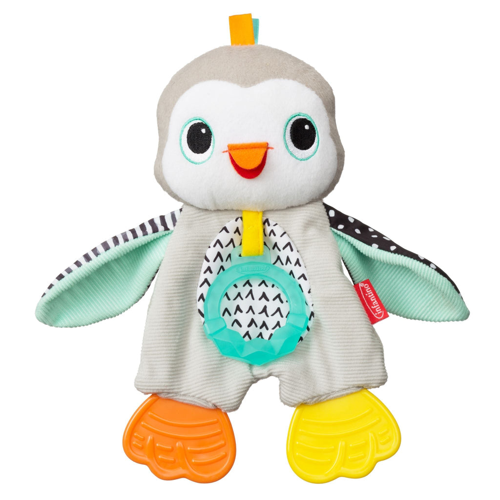 Infantino Cuddly Teether Penguin Grey/White  Age- Newborn & Above