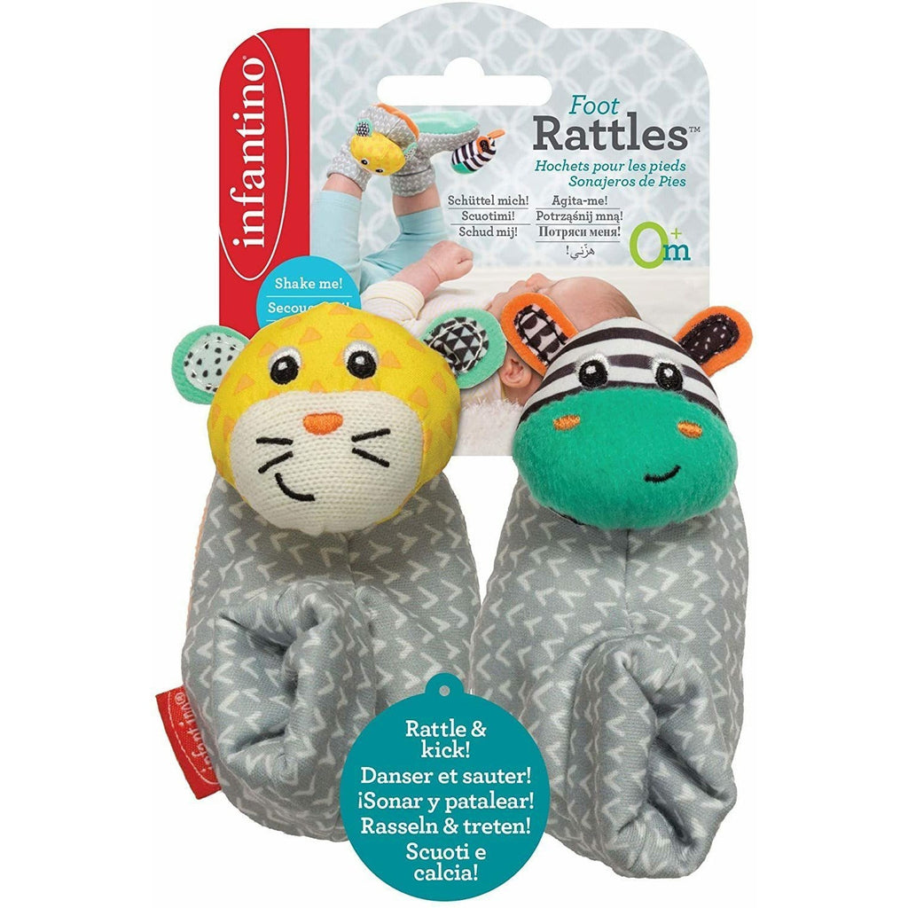 Infantino Foot Rattles - Zebra/Tiger 0M+