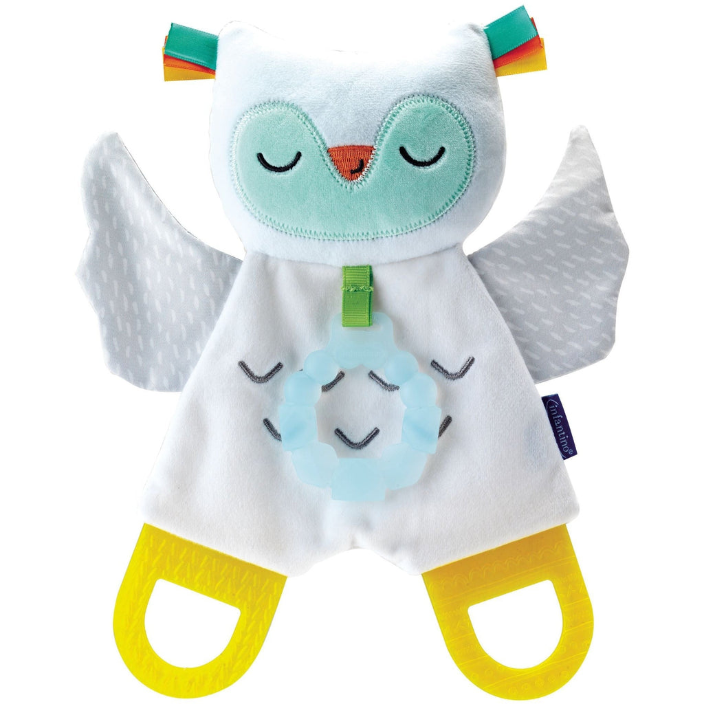 Infantino Glow-in-the-Dark Cuddle & Teether Owl White Age- Newborn & Above