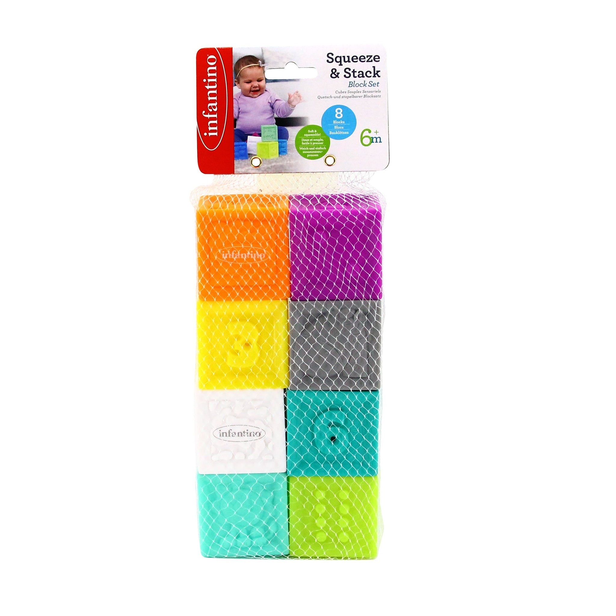Infantino Squeeze Stack Block Set 8 pcs Multicolor Age 6 Months Above Peekaboo