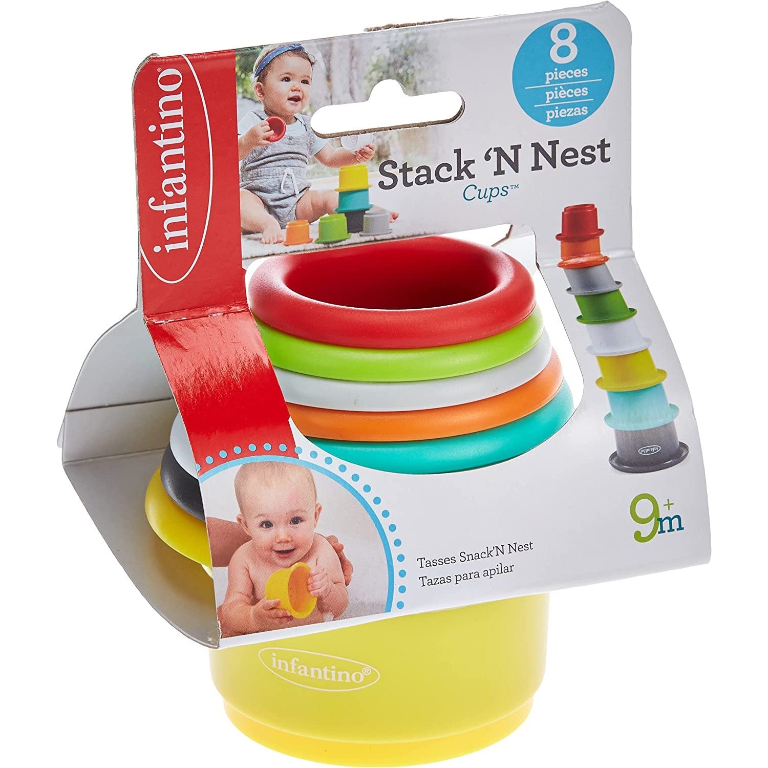Infantino Stack N Nest Cups Set of 8 Multicolor Age 9 Months Above Peekaboo