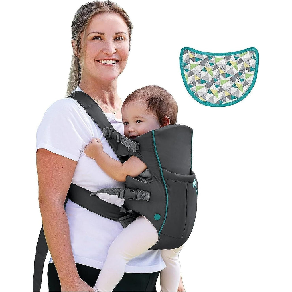 Infantino Swift Classic Carrier with Wonder Bib & Essentials Storage Front Pocket Grey  Age- 3 Months & Above (Holds upto 12 Kg)