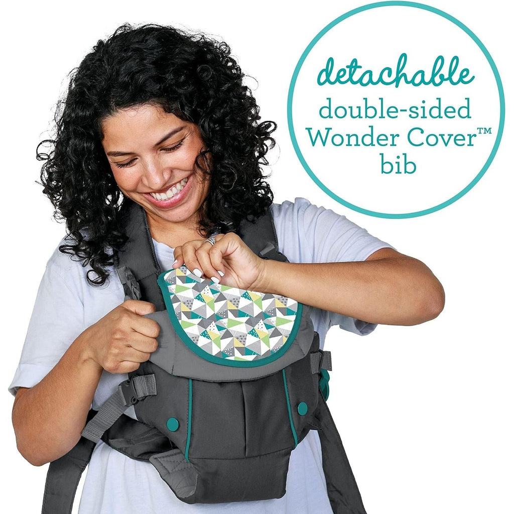 Infantino Swift Classic Carrier with Wonder Bib & Essentials Storage Front Pocket Grey  Age- 3 Months & Above (Holds upto 12 Kg)