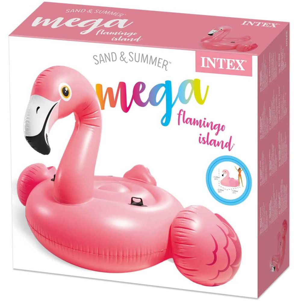 Intex Mega Giant Pink Inflatable Flamingo Pool Float Island Ride-On for Pool Age- 8 Years & Above