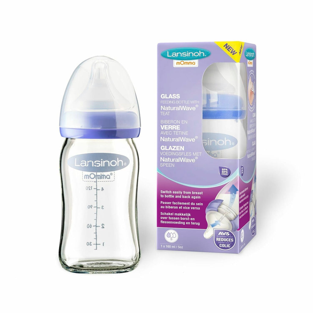 Lansinoh glass Feeding Bottle with NaturalWaveÂ® TeatÂ 160Ml
