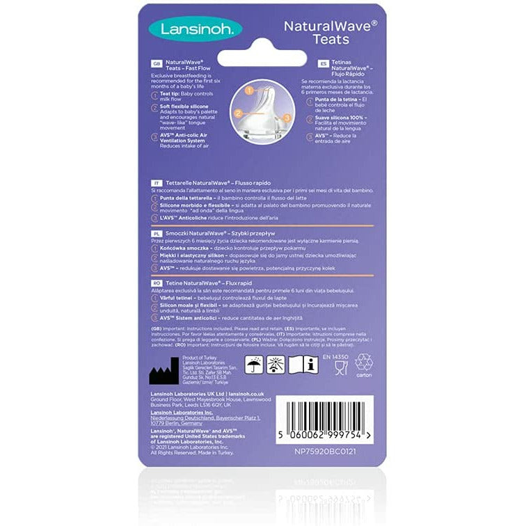 Lansinoh NaturalWaveÂ® Fast Flow Teats 2 Pack