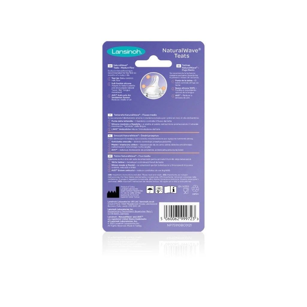 Lansinoh NaturalWaveÂ® Medium Flow Teats 2 Pack