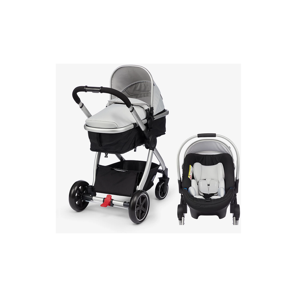 Mothercare Journey 4 Wheel Pushchair Stroller Glacier Grey Age- Newborn & Above (Holds upto 15 kgs)