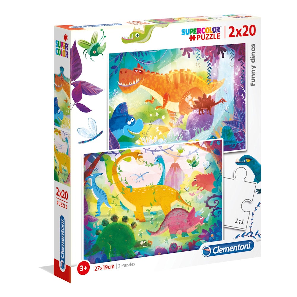 Clementoni Funny Dinos Supercolor Puzzle 2x20 Pieces 3Y+