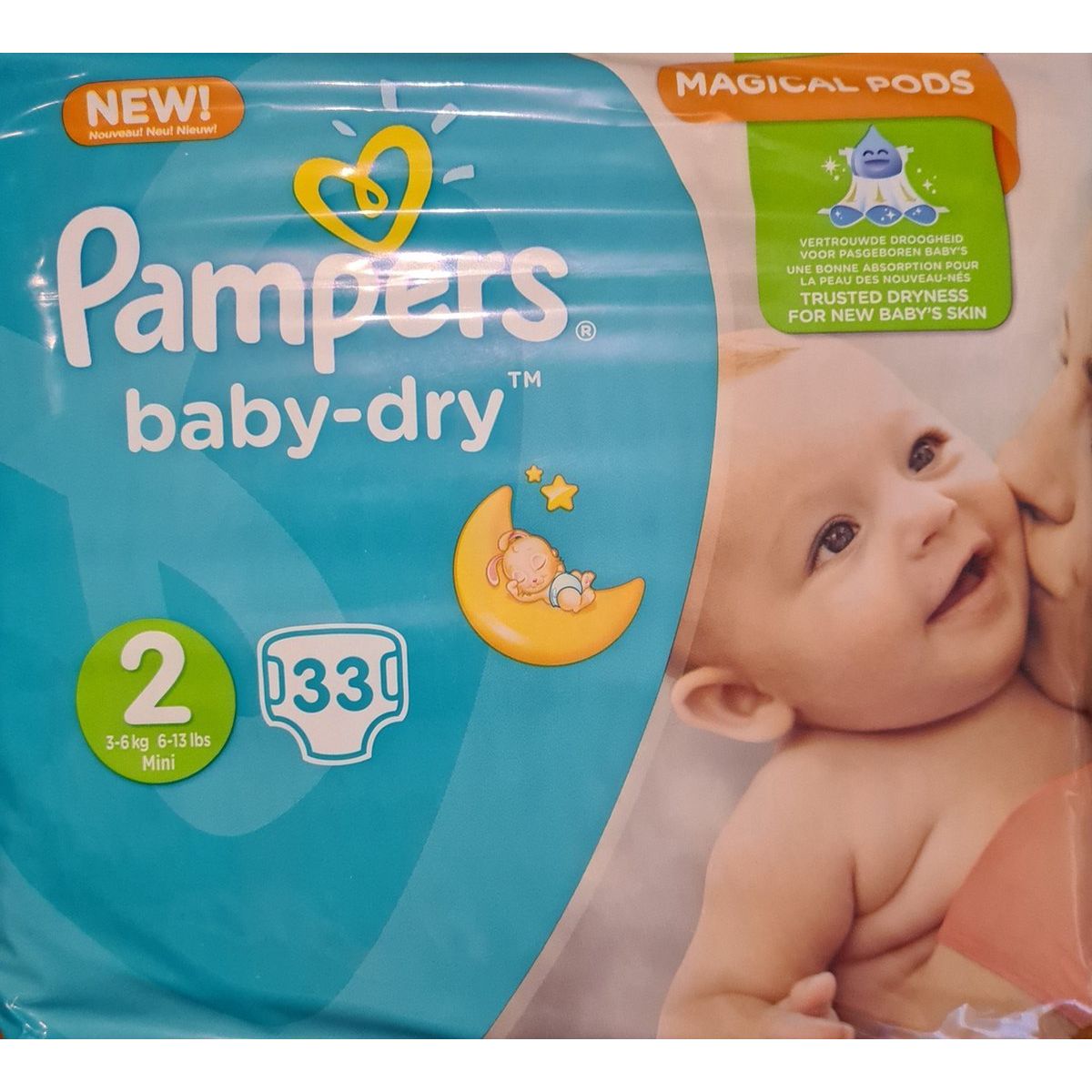 Pampers Baby Diapers Dry Size 2 (4-8Kg) 33 Pcs - Peekaboo