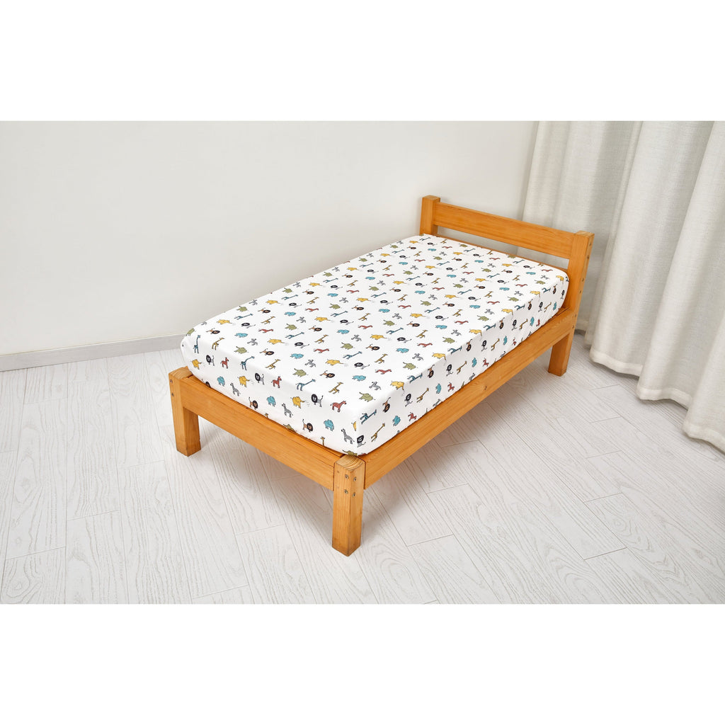Peekaboo Animal Party Themed 3-Piece Toddler/Crib Cotton Bedding Set White Age- 18 Months to 5 Years