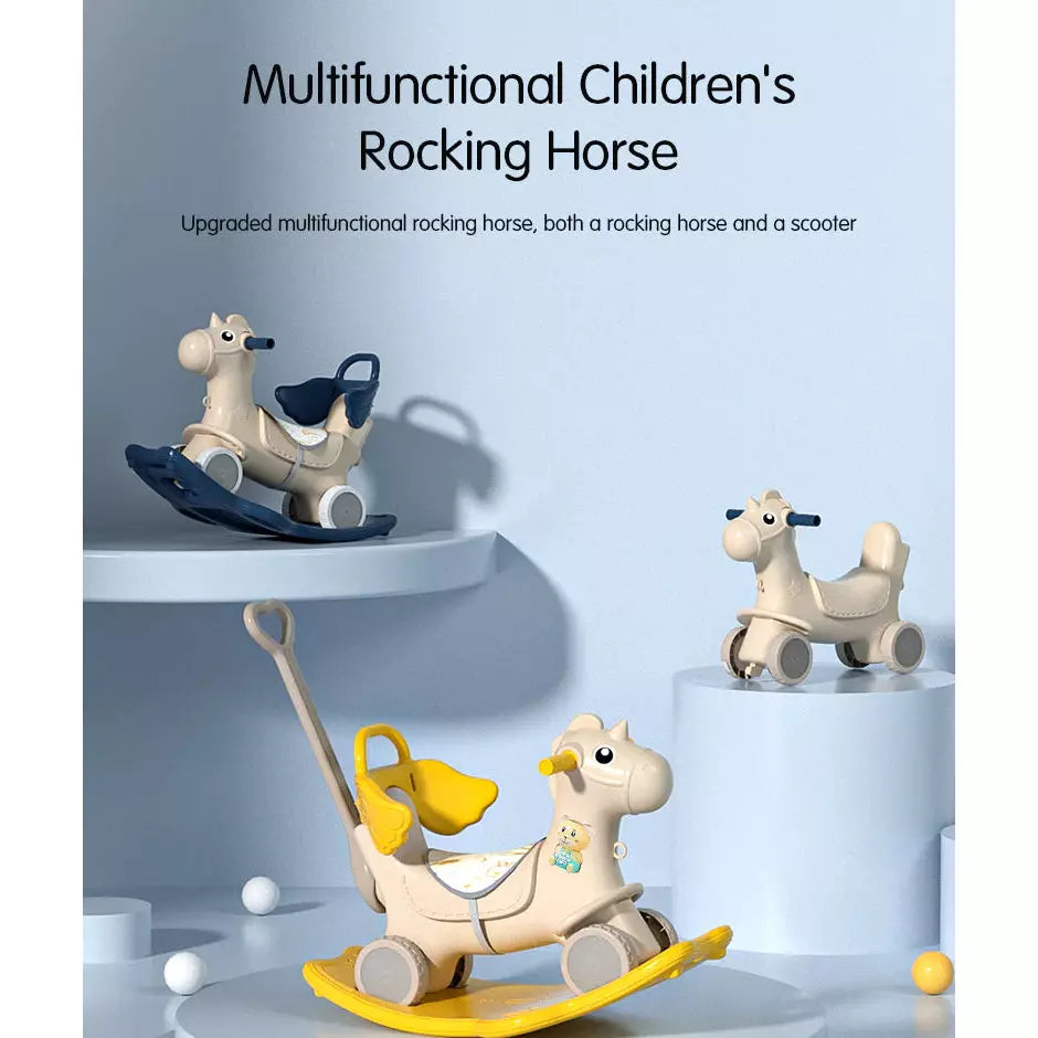 Pibi 2 In 1 Rocking Horse Scooter With Backrest Blue Grey Age 12 Months Above Peekaboo