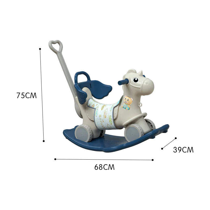 Pibi 2 In 1 Rocking Horse Scooter With Backrest Blue Grey Age 12 Months Above Peekaboo