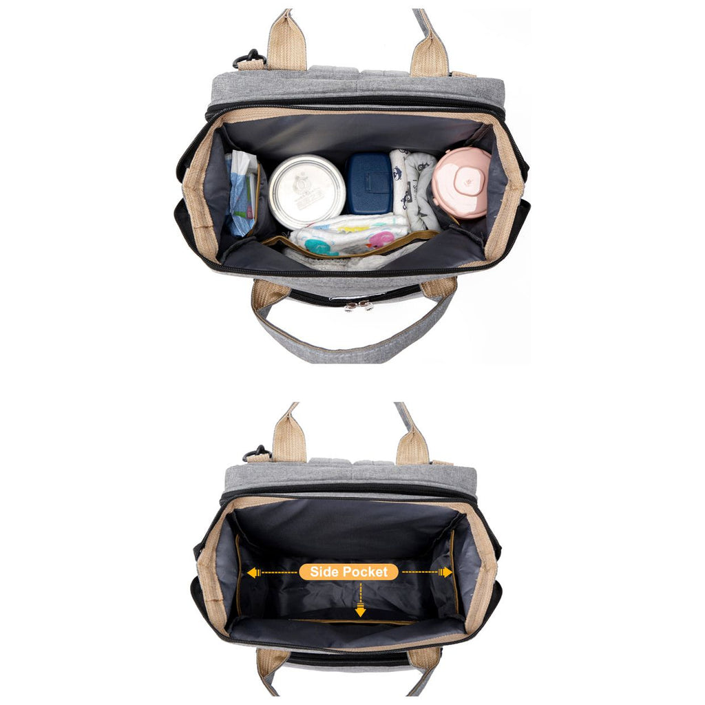Pibi 2-in-1 Multifunctional Mommy Diaper Backpack with Invisible Changing Mat Grey