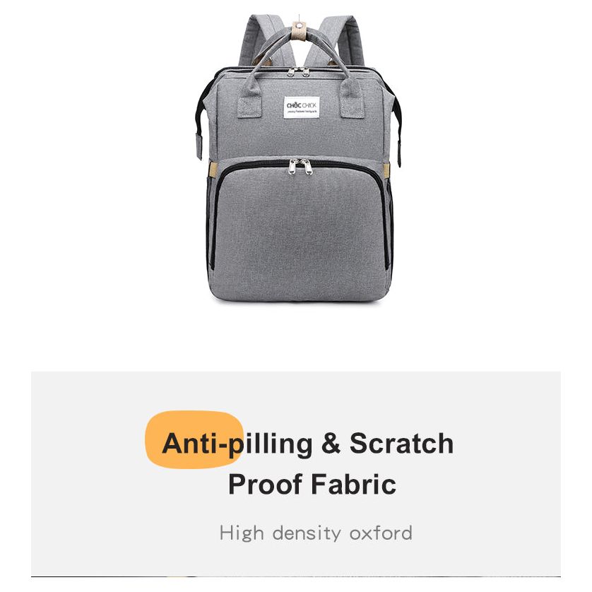 Pibi 2-in-1 Multifunctional Mommy Diaper Backpack with Invisible Changing Mat Grey