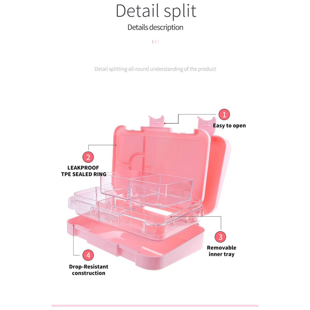 Pibi 4-6 Compartment Bento Lunch Box with Removable Tray Blue Age- 3 Years & Above