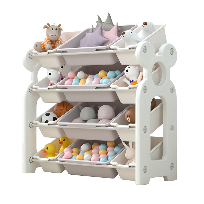 Pibi 4 Layer Storage Rack with 12 Storage Boxes White Age- Newborn & Above