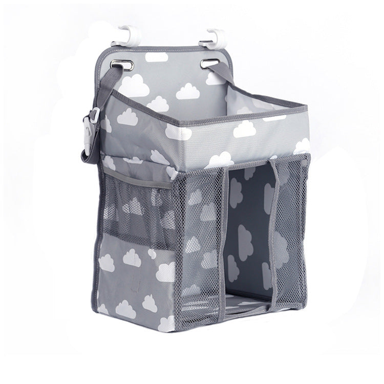 Pibi Clouds Printed Multipurpose Hanging Organizer for Kids Nursery GreyWhite Age- Newborn & Above