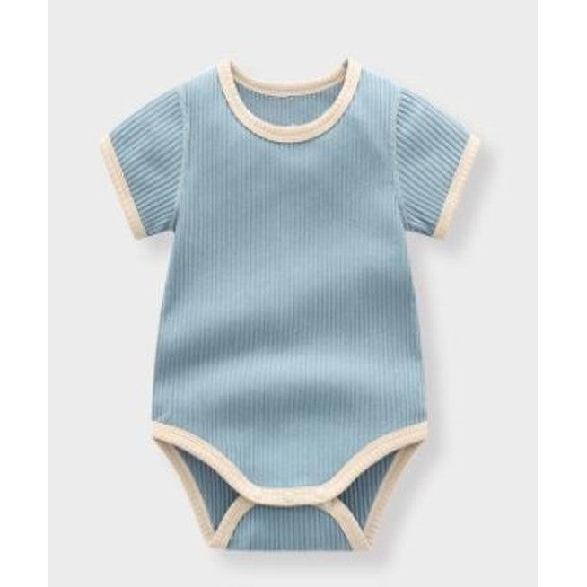 Pibi Infants Short-Sleeve Rompers/Onesie Blue/White