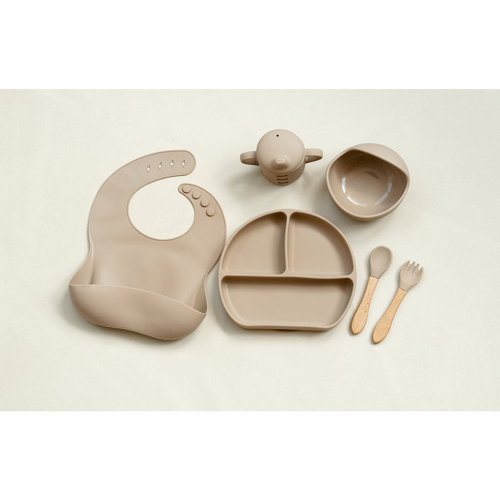 Pibi Kids Complete Feeding Set of 5 Beige Sand Age- 6 Months & Above