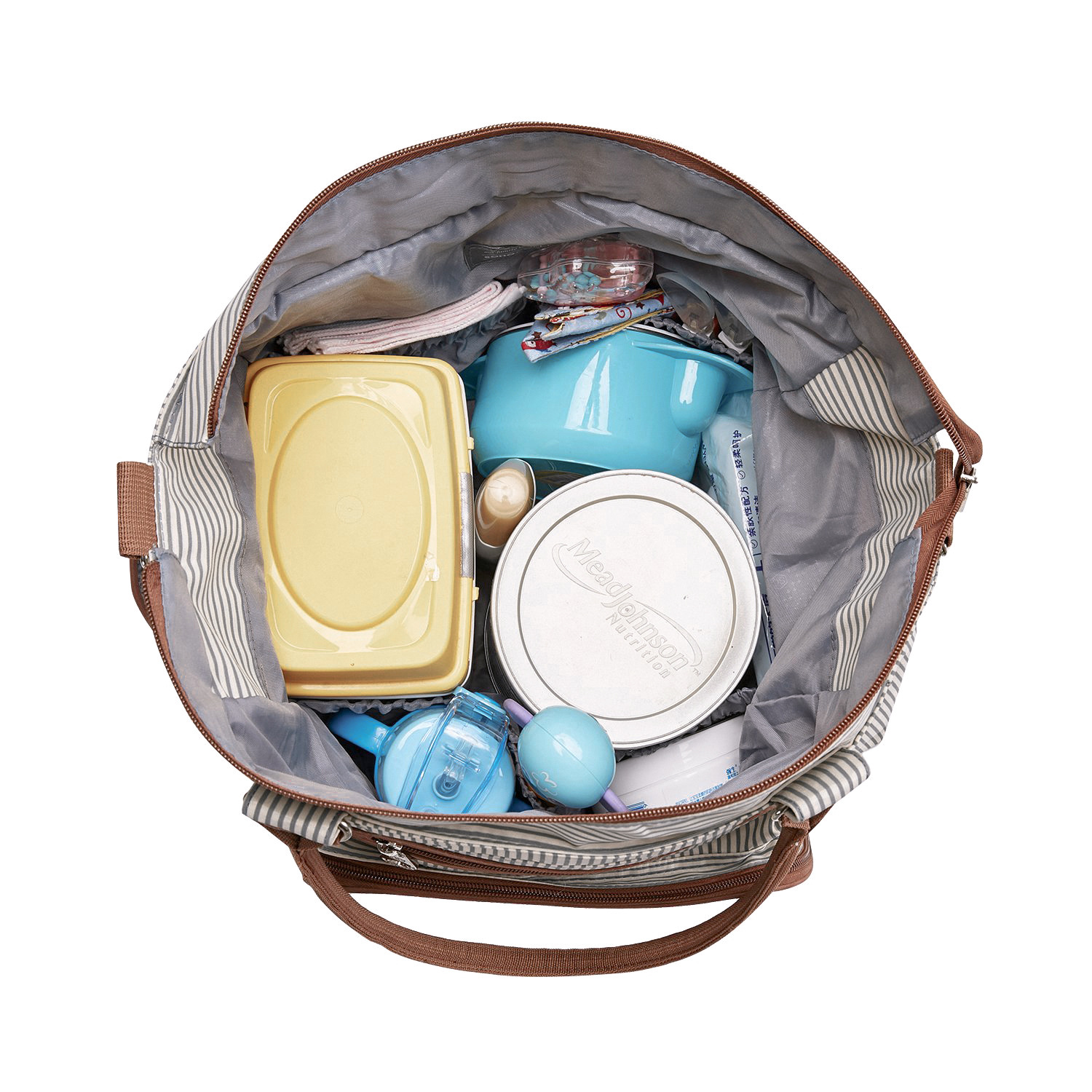 Pibi Multipurpose Diaper Tote Bag with Hooks Set of 7 Black/Ivory