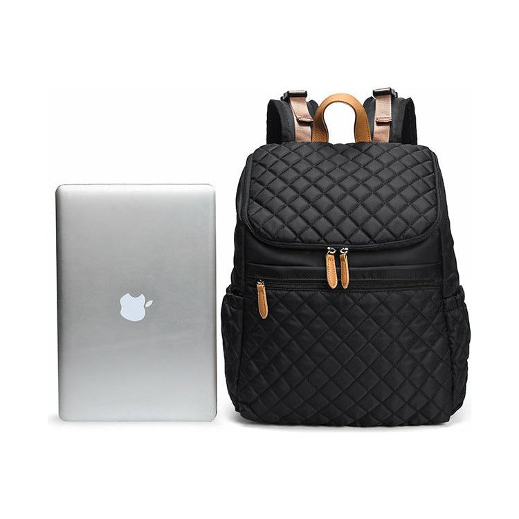 Pibi Quilted Multipurpose Diaper Backpack with inbuilt Stroller Hooks Black