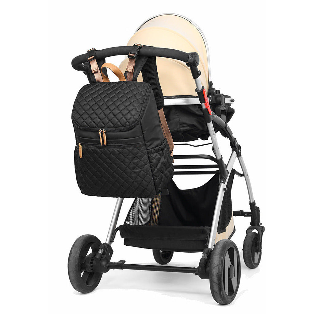 Pibi Quilted Multipurpose Diaper Backpack with inbuilt Stroller Hooks Brown