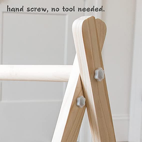 Pibi Wooden Foldable Play Gym Wooden Baby Gym with 4 Toys Natural/White Age- 3 Months & Above