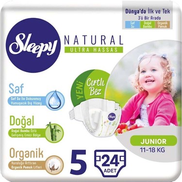 Sleepy Natural Baby & Toddlers DiapersJunior No-5 11-18Kg 24Pcs