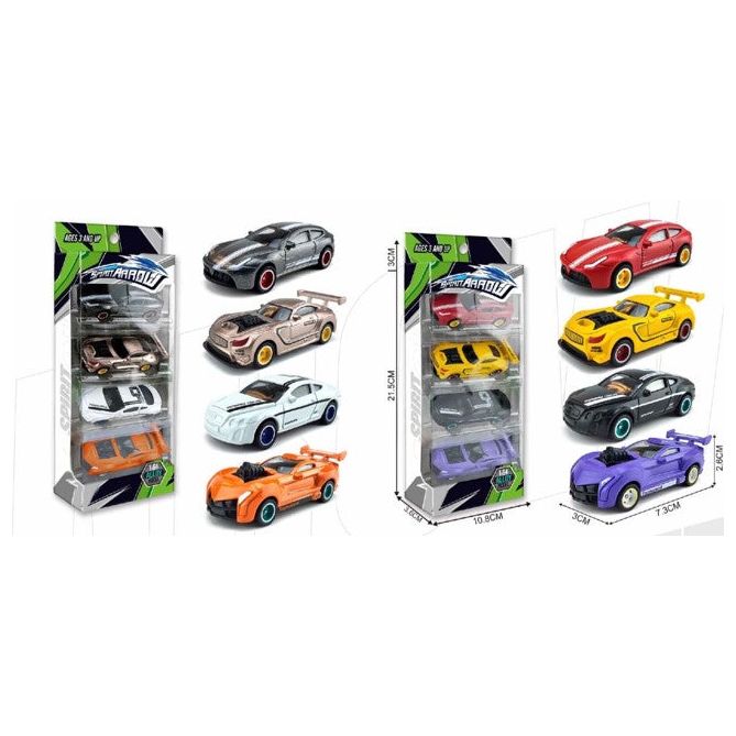 Spirit Arrow 1:64 Push Free Wheel Metal Cars Set of 4 Assorted Age- 3 Years & Above