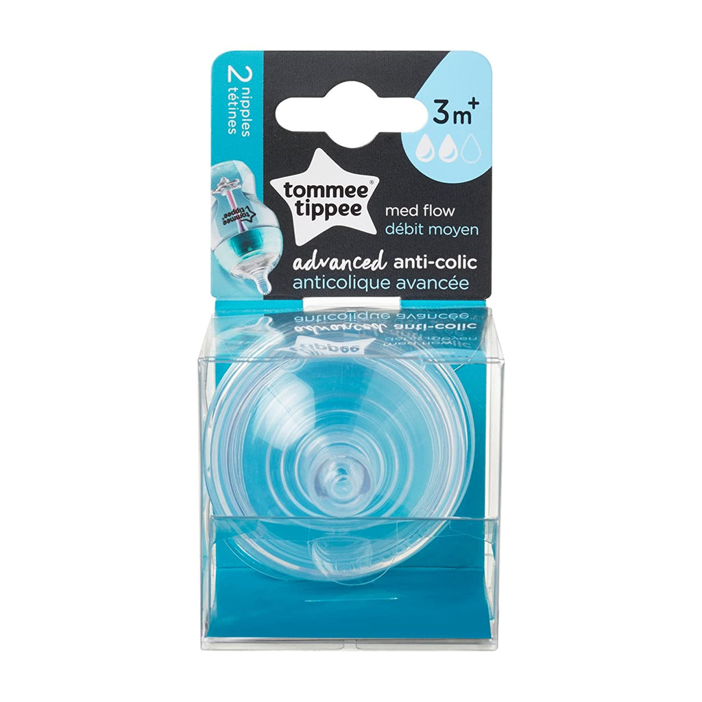 Tommee Tippee Advanced Anti-Colic Medium Flow Teat Clear Pack of 2 Clear Age-3 Months & Above