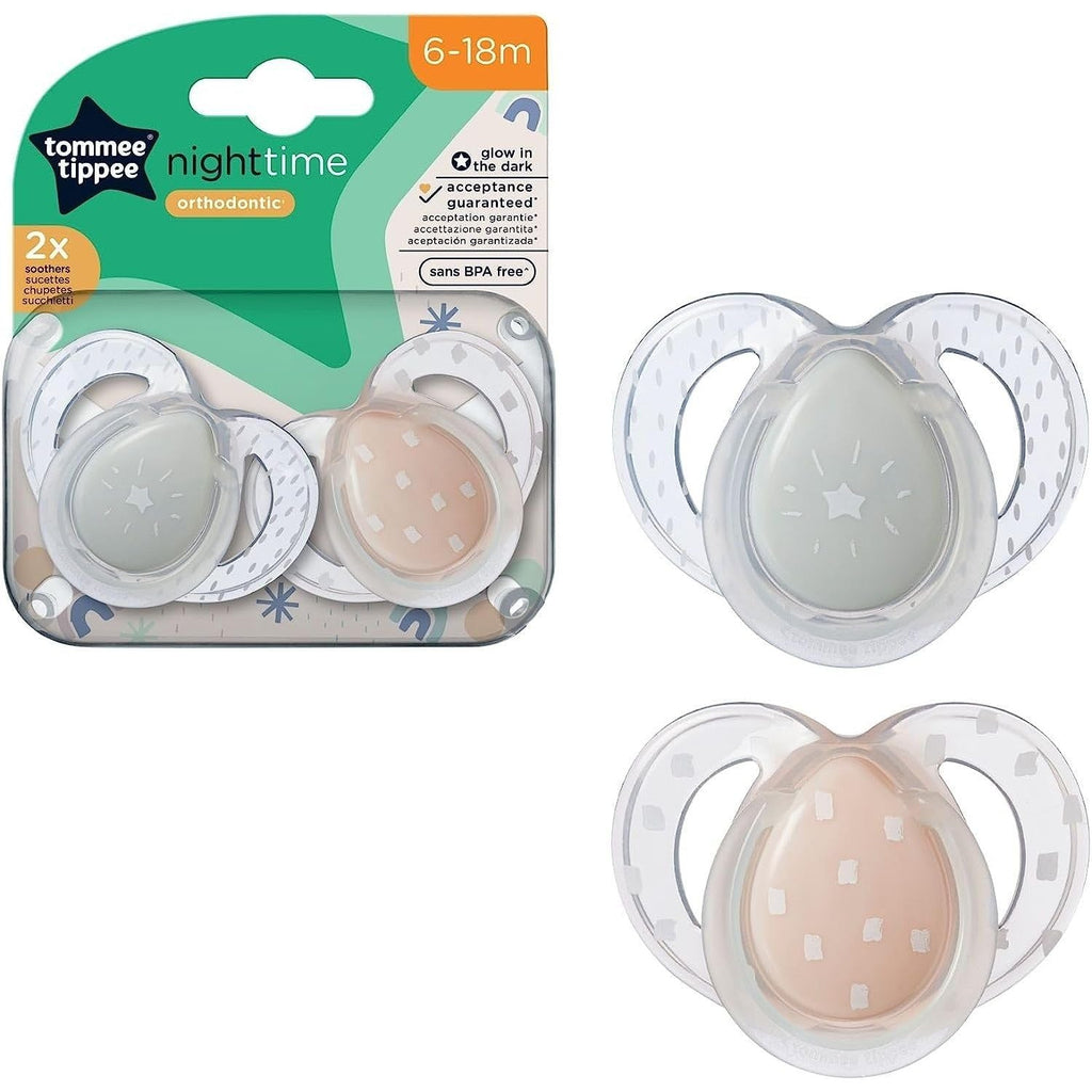 Tommee Tippee Closer to Nature Night Time Soother 6-18m Pack of 2 Multicolor Age-6-18 Months