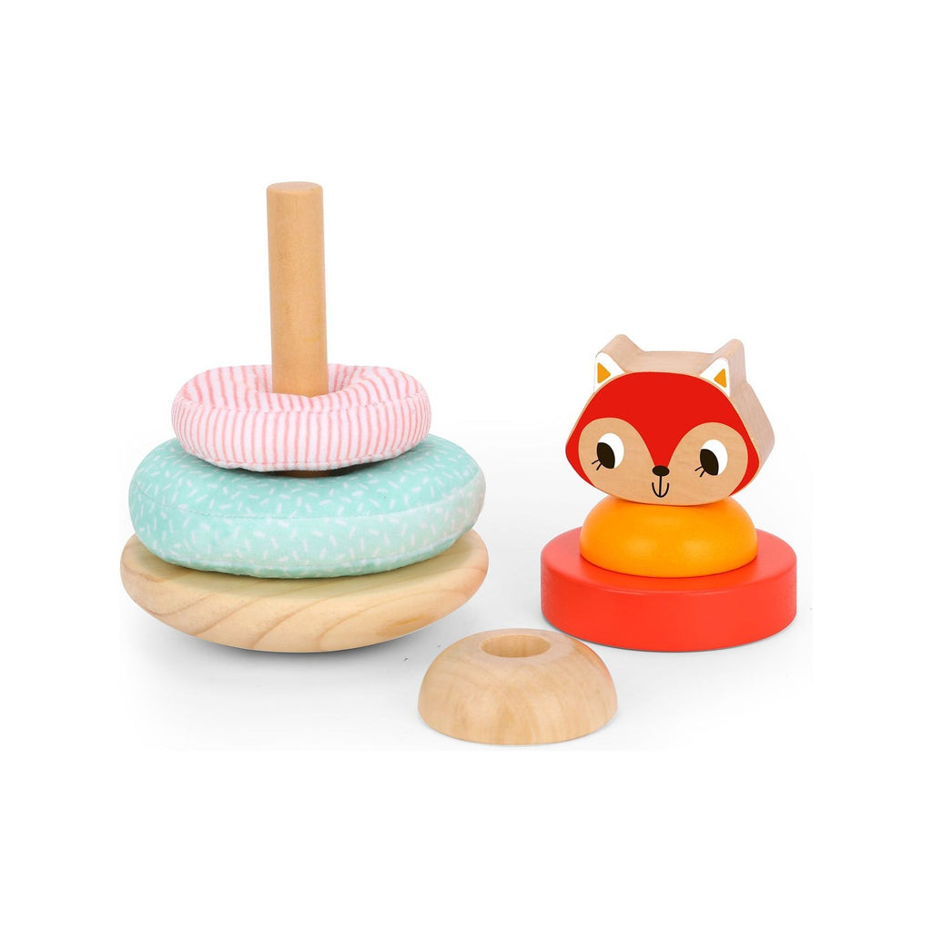 Tooky Toy Fox Wooden Stacking Tower for Toddlers Multicolor Age- 18 Months & Above