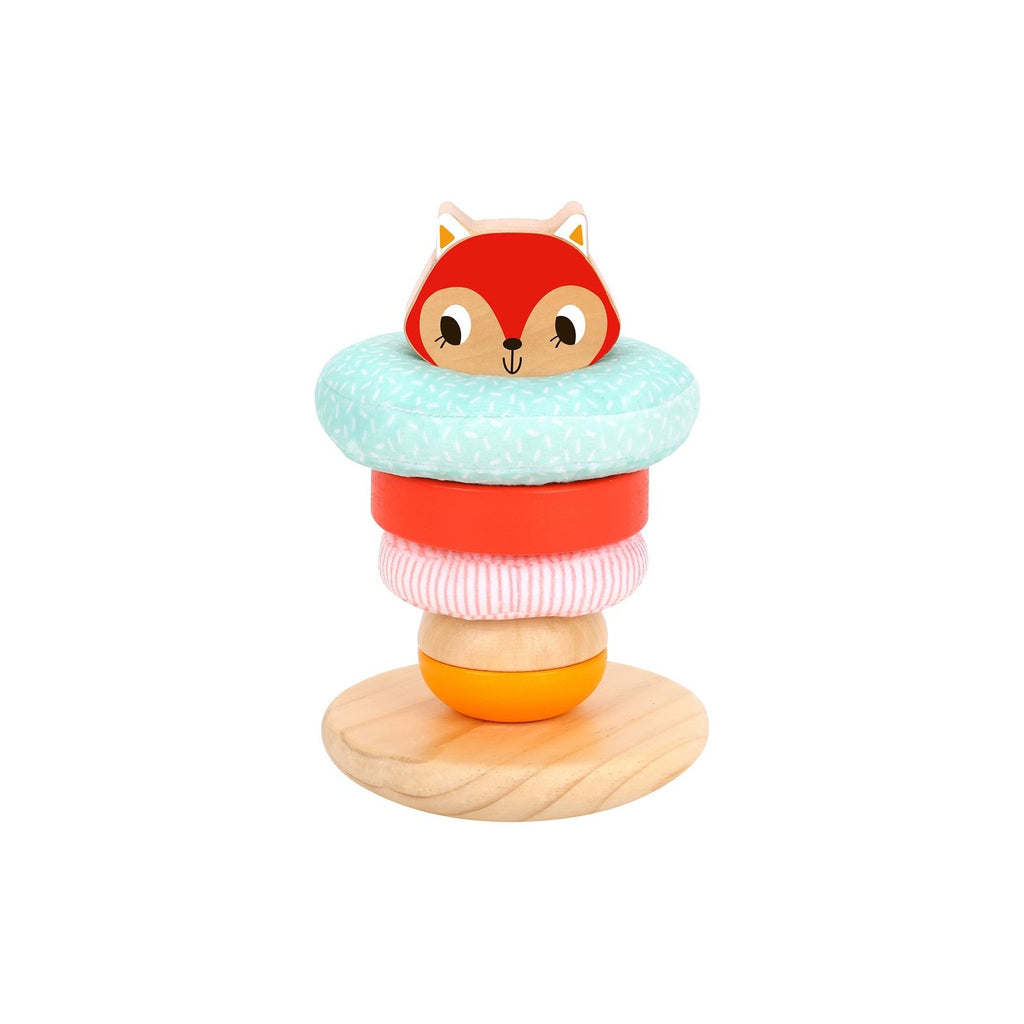 Tooky Toy Fox Wooden Stacking Tower for Toddlers Multicolor Age- 18 Months & Above
