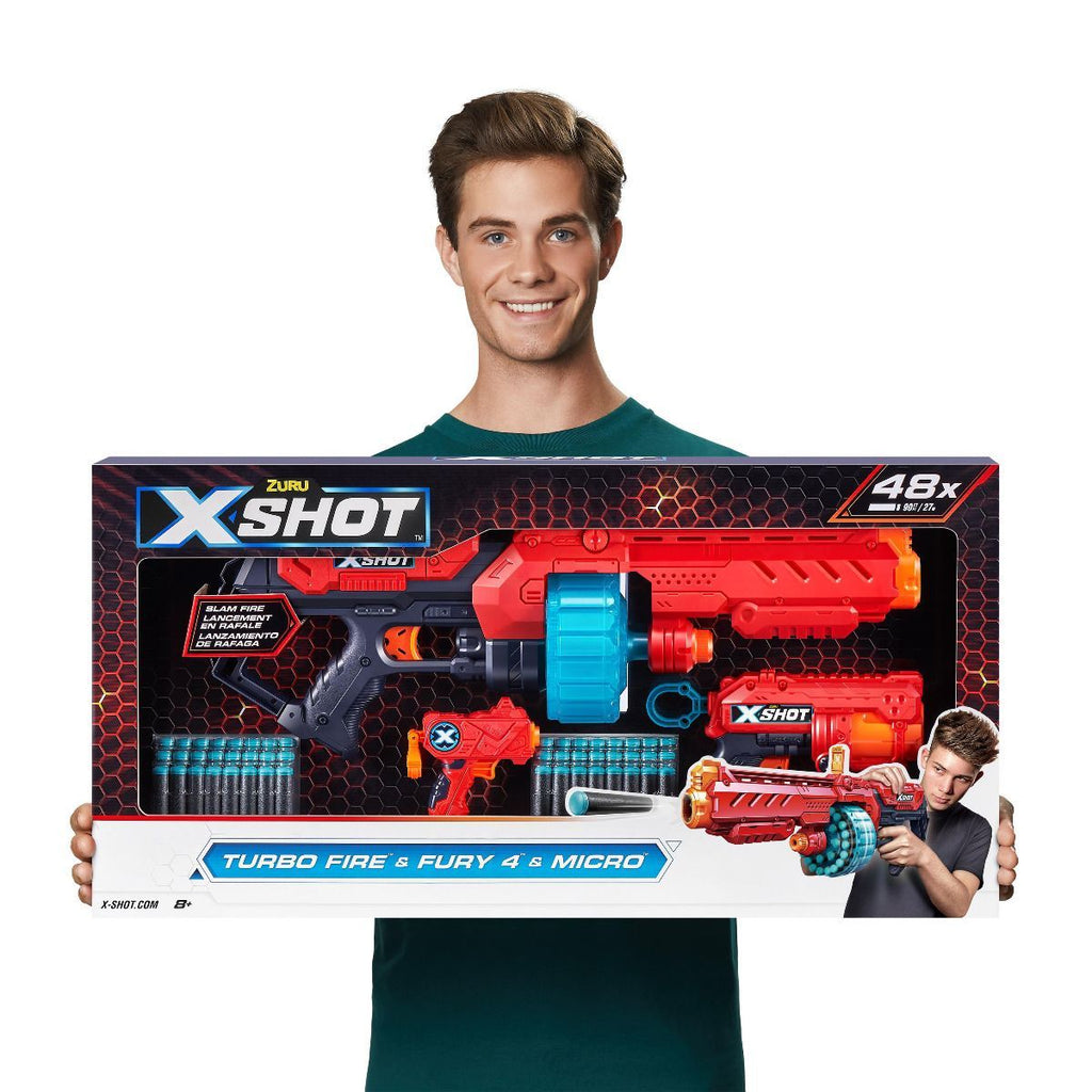 Zuru X-Shot Combo Pack Turbo Fire & Fury 4 & Micro 48 Darts Age- 4 Years & Above
